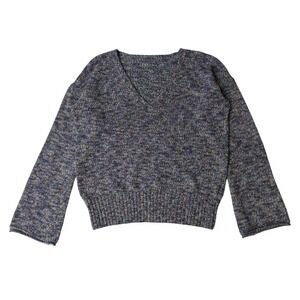 J Crew Sweater Bell sleeve Vneck Women S/M Basiccore Normcore Quiet Luxury Boho